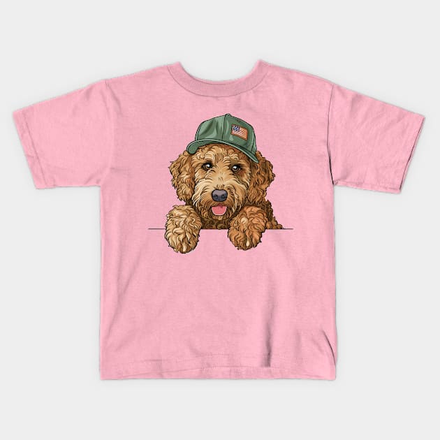 Goldendoodle Patriot Kids T-Shirt by Retroprints